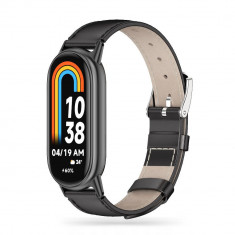 Curea Tech-Protect Leatherfit pentru Xiaomi Smart Band 8/8 NFC Negru