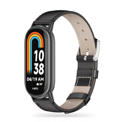 Curea Tech-Protect Leatherfit pentru Xiaomi Smart Band 8/8 NFC Negru foto