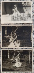 Copil cu balansoar sub forma de cal, Romania interbelica// 3 fotografii
