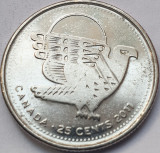 25 cents 2011 Canada, Peregrine Falcon, km#1169, America de Nord