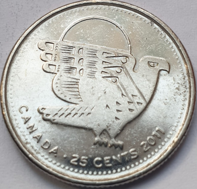 25 cents 2011 Canada, Peregrine Falcon, km#1169 foto