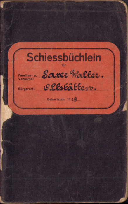 HST A2111 Schiessbuchlein Carnet de trageri 1949 Elveția