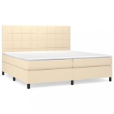 Cumpara ieftin Pat box spring cu saltea, crem, 200x200 cm, textil