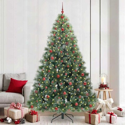Brad de Crăciun artificial cu 300 LED Verde 240 cm PE și PVC foto