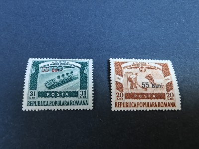 Serie timbre Romania, Jocurile universitare de iarna, supratipar 1952, 2 val,MNH foto