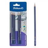 Creioane HB, Pelikan, Fără Radieră, Set 8 Bucăți, Culoare Albastru cu Dungi Argintii