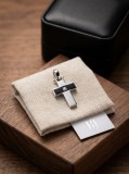 Cumpara ieftin Pandantiv Cruce din Argint 925 Noir Onyx, cu Insertie Neagra si Cristal