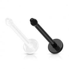 Piercing pentru nas din BioFlex - drept, cerc, culoare neagră și transparentă - Diametru piercing: 0,8 mm, Culoare Piercing: Transparent