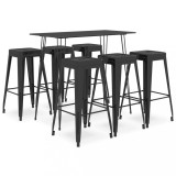 Cumpara ieftin Set mobilier de bar, 7 piese, negru