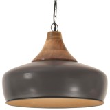 Cumpara ieftin Lampă suspendată industrială, gri, 35 cm, lemn masiv&amp;fier, E27