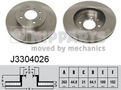 Disc frana HONDA CIVIC VII Hatchback (EU, EP, EV) (1999 - 2006) NIPPARTS J3304026 foto