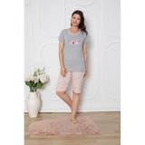 Pijama Dama Baki Collection Berfin Capri 9003, Bumbac, 2 Piese, Pantaloni 3/4 si Bluza Maneca Scurta