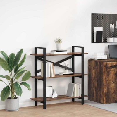 vidaXL Raft pentru cărți Stejar fumuriu 100 x 33,5 x 102 cm 883948 foto