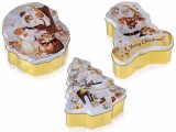 Set 3 cutii Craciun metal multicolor cm 16 x 18 x 6,5 H