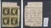 ROMANIA 1866 Carol I timbru 2 Parale pe hartie groasa, bloc de 4 rarisim, stampilat pe fragment de ziar, autentificat L. Pascanu, Istorie