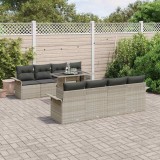 VidaXL Set de canapele pentru grădină 9 pcs Gri deschis Rattan poli