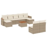 Cumpara ieftin Set canapele de gradina cu perne, 10 piese, bej, poliratan