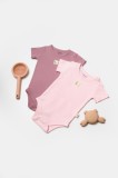 Cumpara ieftin Set 2 body Bamboo,roz, BabyCosy, 50% bumbac+50%bambus (Marime: 3-6 Luni)