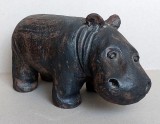 Pui de HIPOPOTAM - Statueta din fonta bine realizata, artizanat industrial, folk art anii 60