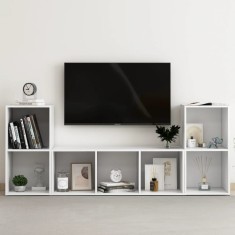 vidaXL Set de dulapuri TV, 3 piese, alb, lemn prelucrat
