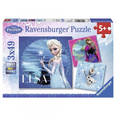 Puzzle Frozen Elsa, Anna si Olaf, 3x49 piese Ravensburger foto