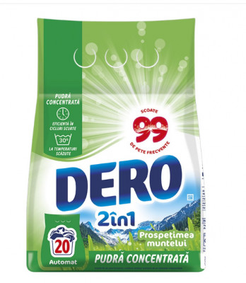 Detergent de rufe pudra Dero 2in1 Prospetimea Muntelui, 1.5 kg, 20 spalari foto