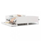 Cumpara ieftin Cadru de pat fara saltea, alb, 200x200 cm, lemn masiv pin