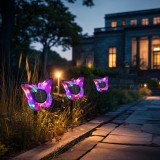 Lampa Solara de Gradina cu Fluture, LED Alb Cald si Multicolor, 35 cm, Mov