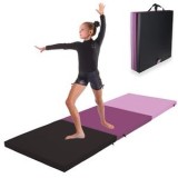 Saltea de gimnastică pliabilă, 3 piese, 183x61x4 cm, neagră/albastră/roz, CMCLASS