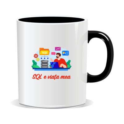 Cana personalizata cu mesaje pentru programatori, SQL e viata mea foto