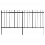 VidaXL Gard de grădină cu v&acirc;rf suliță, negru, 3,4 x 1,5 m, oțel