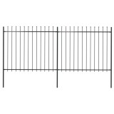 vidaXL Gard de grădină cu v&acirc;rf suliță, negru, 3,4 x 1,5 m, oțel