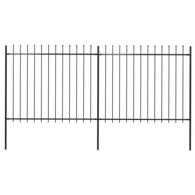 vidaXL Gard de grădină cu v&amp;acirc;rf suliță, negru, 3,4 m, oțel foto