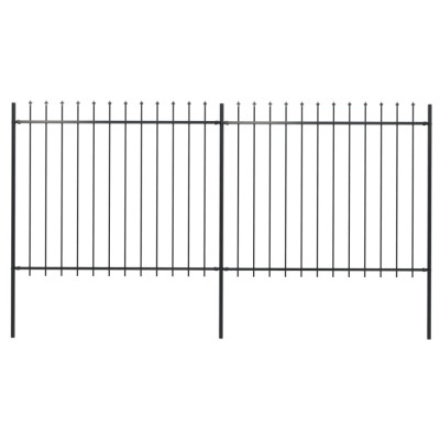 vidaXL Gard de grădină cu v&amp;acirc;rf suliță, negru, 3,4 x 1,5 m, oțel foto