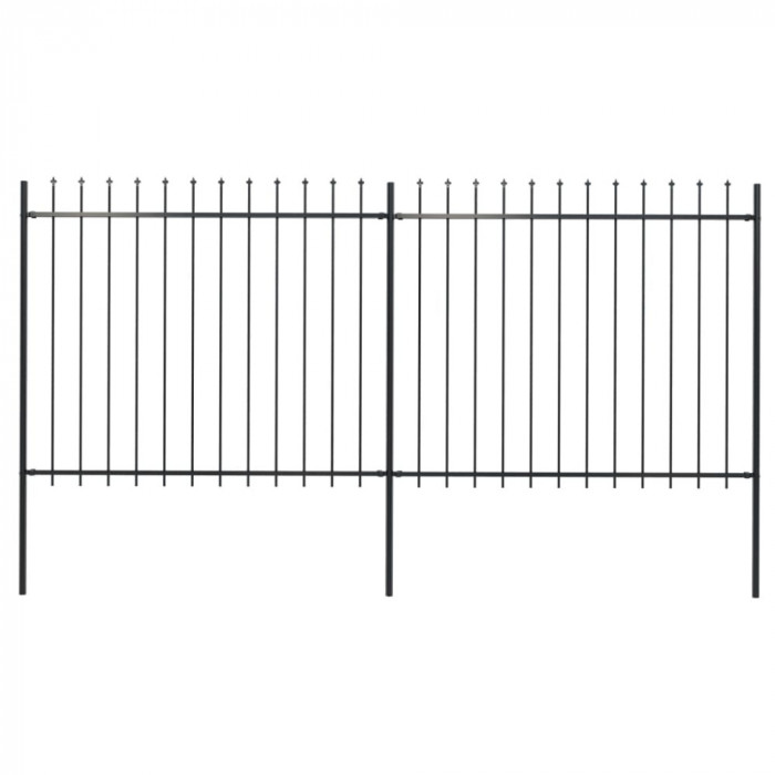vidaXL Gard de grădină cu v&acirc;rf suliță, negru, 3,4 m, oțel