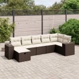 VidaXL Set canapele de grădină cu perne, 7 piese, maro, poliratan