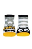 Șosete copii haioase Super Erou din bumbac, Funny Legs 283, Gri, 18-20 (12)