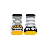 Șosete copii haioase Super Erou din bumbac, Funny Legs 283, Gri, 18-20 (12)