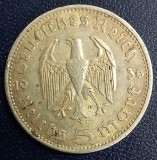 (A1078) MONEDA DIN ARGINT GERMANIA - 5 MARK 1936, LIT. A, PAUL VON HINDENBURG, Europa