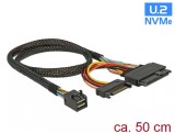 Cablu SFF-8643 la U.2 SFF-8639 + alimentare SATA 50cm, Delock 84819