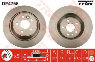 Disc frana FORD MONDEO IV Limuzina (BA7) (2007 - 2016) TRW DF4766 foto