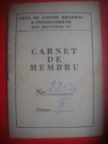 HOPCT CARNET DE MEMBRU CAR CASA DE AJUTOR RECIPROC PENSIONARI SECT VIBUCURESTI - ROMANIA, Romania 1900 - 1950, Pasapoarte