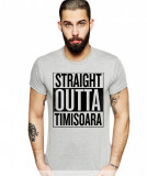 Cumpara ieftin Tricou barbati gri cu text negru - Straight Outta Timisoara - XL, THEICONIC