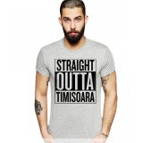 Tricou barbati gri cu text negru - Straight Outta Timisoara - S