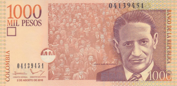 Bancnota Columbia 1.000 Pesos 2016 - P456 UNC