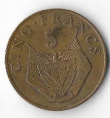 Moneda 5 francs 1977 - Rwanda foto