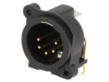 Soclu XLR 5-Pin unghi 90&deg; THT Nichelat Argintat 5A, CLIFF