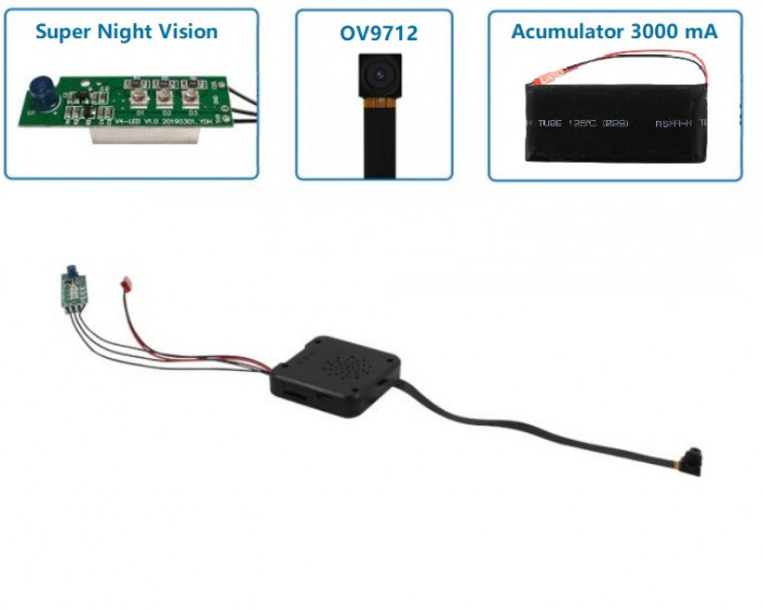 Modul Spion IP,Super Night Vision,Full HD 1920x1080p,WiFi,P2P,Detectie,Rescriere