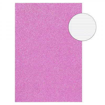 Caiet A5, Glitter Fucsia, 60 File, Copertă Moale, Capsă foto