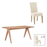 Cumpara ieftin Set de 5 buc masa si scaune Ditta-Winslow lemn cauciuc culoare nuc deschis 180x85x75 cm
